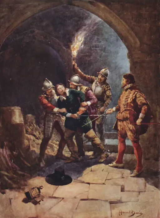Framed Print : The Arrest of Guy Fawkes, 1925. Creator: Howard Davie Framed Print : The Arrest of Guy Fawkes, 1925. Creator: Howard Davie
