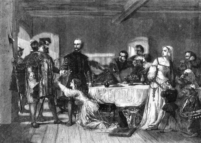 Framed Print : The arrest of John Brown of Ashford, a Lollard, 1517, (1856). Artist: Alexander Johnston Framed Print : The arrest of John Brown of Ashford, a Lollard, 1517, (1856). Artist: Alexander Johnston