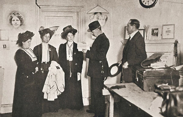 Arrest of leading suffragettes, London, 13 October 1908