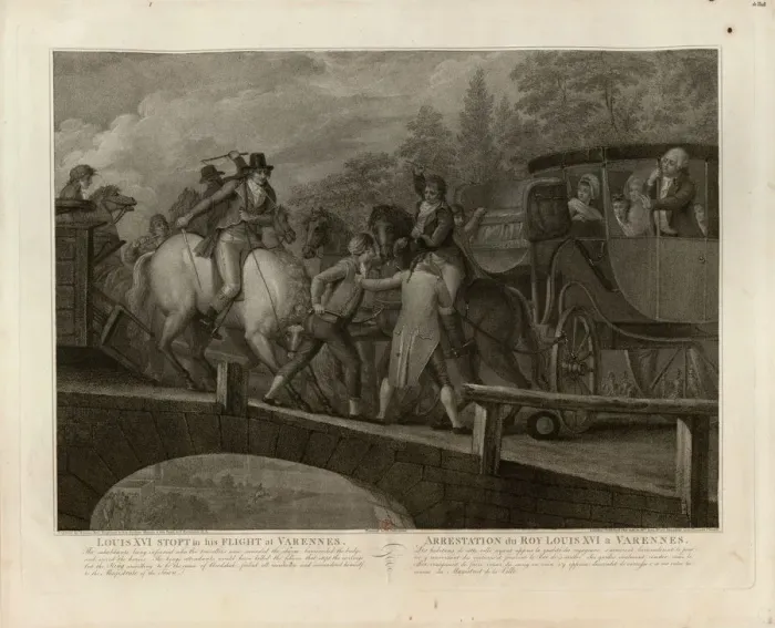 Framed Print : The arrest of Louis XVI and his family at Varennes, June 22, 1791, 1796. Creator: Bovi Framed Print : The arrest of Louis XVI and his family at Varennes, June 22, 1791, 1796. Creator: Bovi