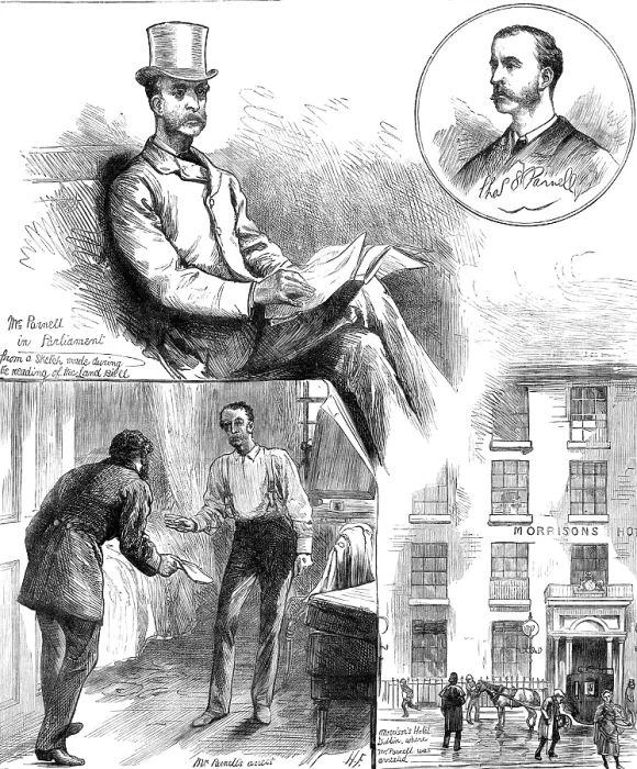 Framed Print : The arrest of Mr. C. S. Parnell, M.P. at Morrison's Hotel, Dublin, 1881. Creator: Unknown. The arrest of Mr. C. S. Parnell, M.P. at Morrison's Hotel, Dublin, 1881 Framed Print : The arrest of Mr. C. S. Parnell, M.P. at Morrison's Hotel, Dublin, 1881. Creator: Unknown. The arrest of Mr. C. S. Parnell, M.P. at Morrison's Hotel, Dublin, 1881