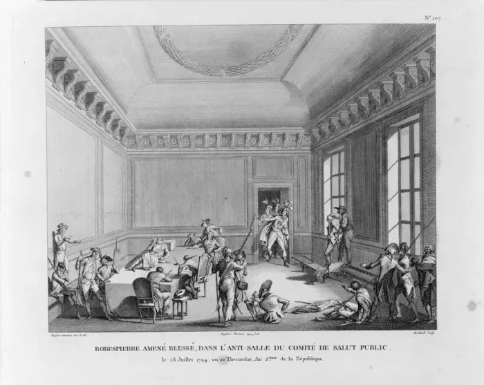 Framed Print : The Arrest of Robespierre on 27 July 1794, 1794. Artist: Berthault, Pierre Gabriel (1748-1819) Framed Print : The Arrest of Robespierre on 27 July 1794, 1794. Artist: Berthault, Pierre Gabriel (1748-1819)