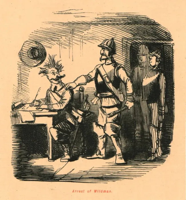 Framed Print : Arrest of Wildman, 1897. Creator: John Leech Framed Print : Arrest of Wildman, 1897. Creator: John Leech