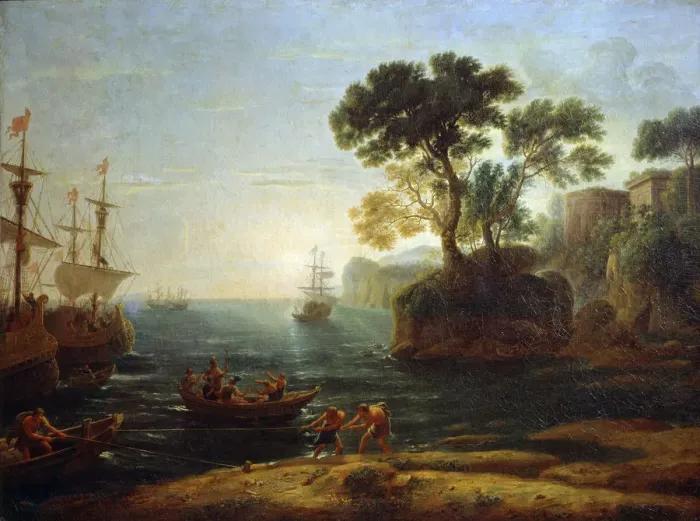 Framed Print : Arrival of Aeneas in Italy. Morning of the Roman Empire, c. 1620-1680. Artist: Claude Lorrain Framed Print : Arrival of Aeneas in Italy. Morning of the Roman Empire, c. 1620-1680. Artist: Claude Lorrain