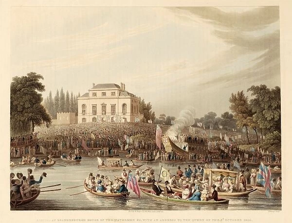 Arrival at Brandenburg House of the Watermen, etc with an Address to the Queen
