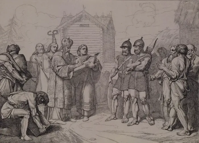 Framed Print : The Arrival of Byzantine Bishop in Kievan Rus, 1832 Framed Print : The Arrival of Byzantine Bishop in Kievan Rus, 1832