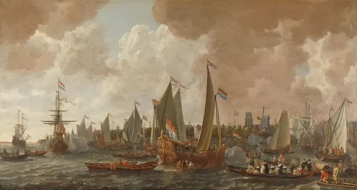Framed Print : Arrival of Charles II, King of England, in Rotterdam, 24 May 1660, c.1660-c.1665. Creator: Lieve Verschuir Framed Print : Arrival of Charles II, King of England, in Rotterdam, 24 May 1660, c.1660-c.1665. Creator: Lieve Verschuir