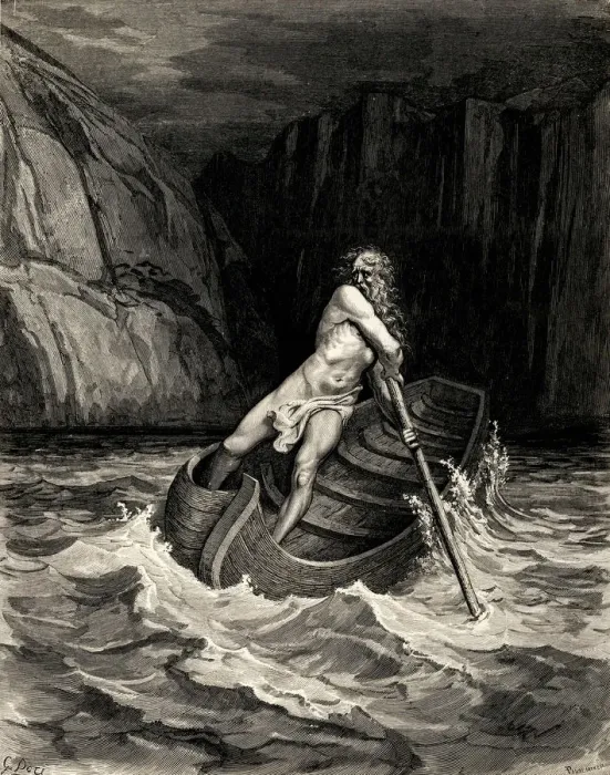 Framed Print : Arrival of Charon. Illustration to the Divine Comedy by Dante Alighieri, 1857. Artist: Dore, Gustave (1832-1883) Framed Print : Arrival of Charon. Illustration to the Divine Comedy by Dante Alighieri, 1857. Artist: Dore, Gustave (1832-1883)