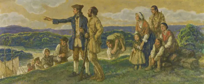 Framed Print : Arrival of Colonel John Donaldson (design for mural). Creator: F. Luis Mora Framed Print : Arrival of Colonel John Donaldson (design for mural). Creator: F. Luis Mora