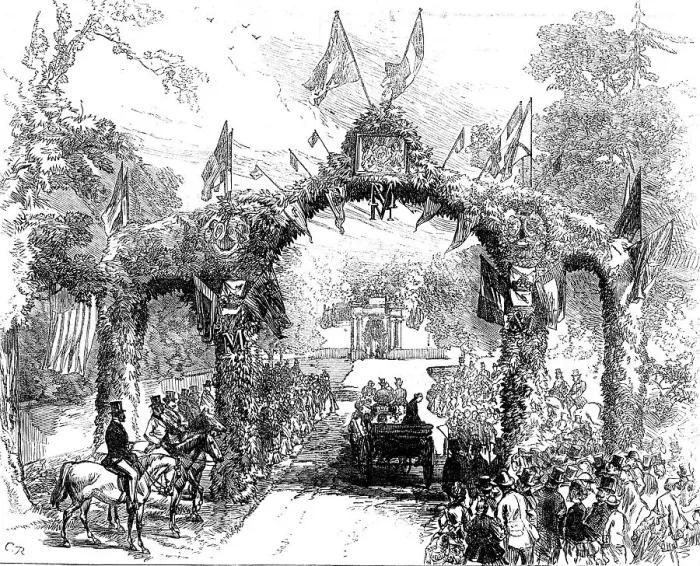 Framed Print : Arrival of the Earl of Pembroke at Wilton, 1871. Creator: Unknown
