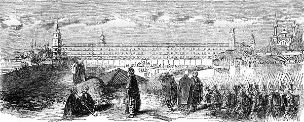 Arrival of English Troops at the Barracks of Selimie, at Scutari, 1854. Creator: Unknown