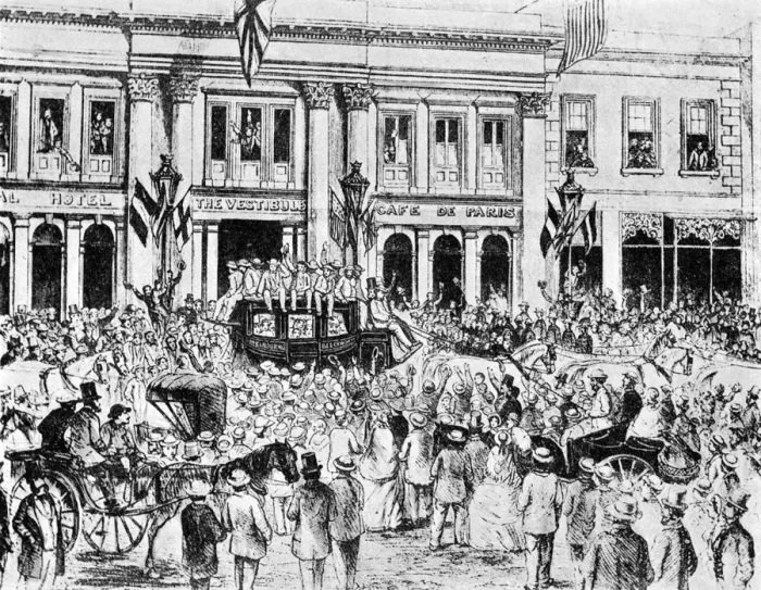 Framed Print : The arrival of the first English cricket team in Australia, 1861 (1912) Framed Print : The arrival of the first English cricket team in Australia, 1861 (1912)
