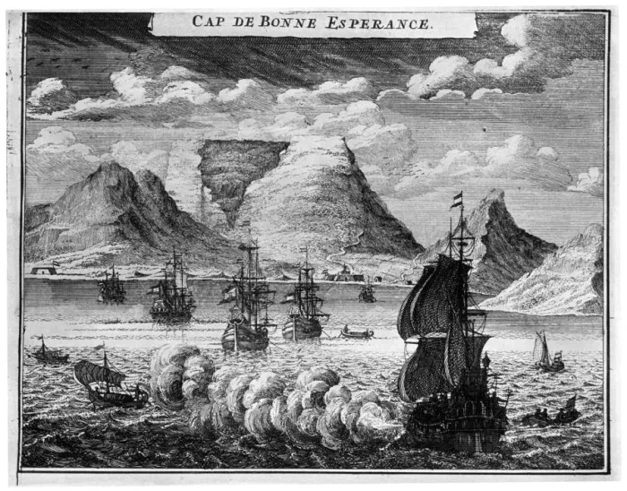 Framed Print : The arrival of the fleet in the time of Simon van der Stel, 1931 Framed Print : The arrival of the fleet in the time of Simon van der Stel, 1931