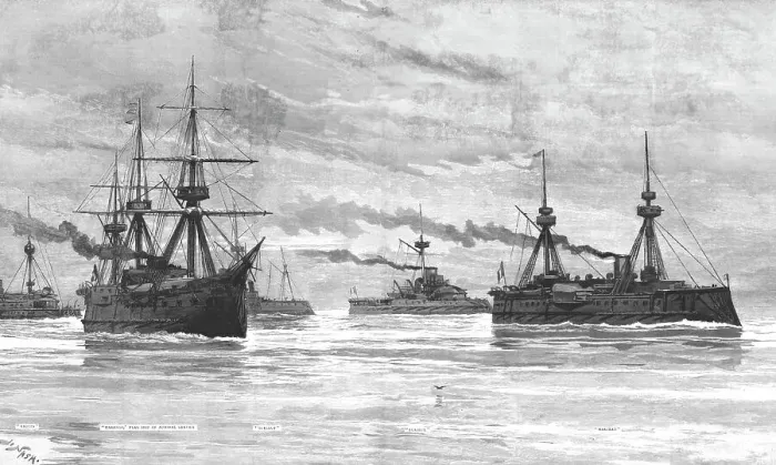 Framed Print : The Arrival of the French Fleet in English Waters, 1891. Creator: Joseph Nash Framed Print : The Arrival of the French Fleet in English Waters, 1891. Creator: Joseph Nash