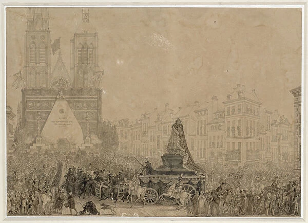Arrival of the funeral procession with the remains of Louis XVI and Marie-Antoinette in Saint-Denis