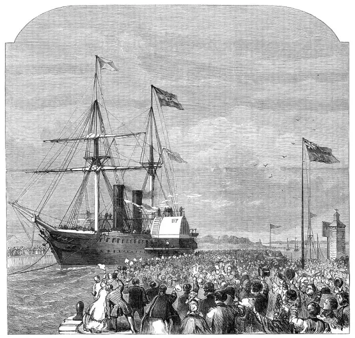 Framed Print : The arrival of Garibaldi at Southampton on board the Peninsular and Oriental steamer Ripon, 1864. Creator: Unknown