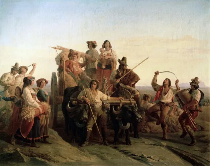 Framed Print : The Arrival of the Harvesters in the Pontine Marshes, 1833. Artist: Louis Leopold Robert Framed Print : The Arrival of the Harvesters in the Pontine Marshes, 1833. Artist: Louis Leopold Robert