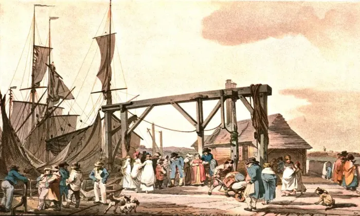 Framed Print : Arrival of the Hoy at Margate, 1808, (c1900). Creator: Unknown Framed Print : Arrival of the Hoy at Margate, 1808, (c1900). Creator: Unknown