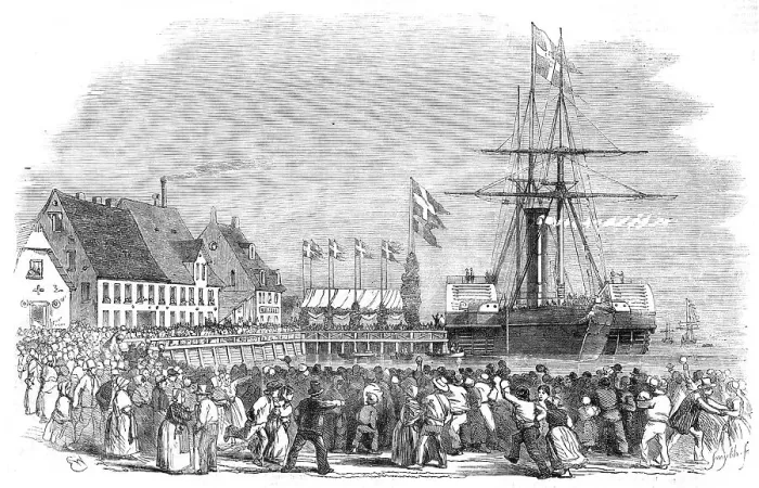 Framed Print : Arrival of the King of Denmark at Flensburg, 1854. Creator: Smyth Framed Print : Arrival of the King of Denmark at Flensburg, 1854. Creator: Smyth