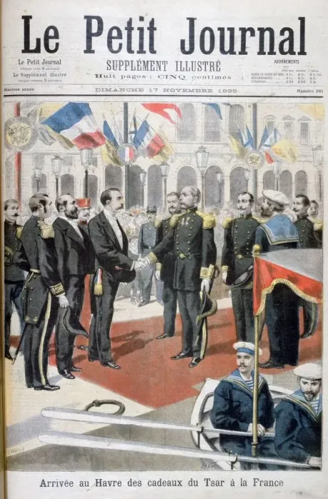 Framed Print : Arrival in Le Havre of the gifts of the Tsar in France, 1895. Artist: F Meaulle Framed Print : Arrival in Le Havre of the gifts of the Tsar in France, 1895. Artist: F Meaulle