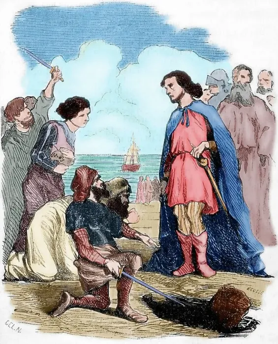 Framed Print : Arrival of Louis IV in England, 19th century. Creator: Unknown Framed Print : Arrival of Louis IV in England, 19th century. Creator: Unknown