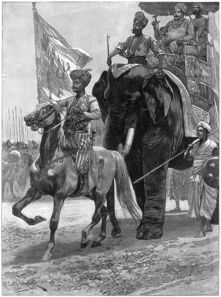 Arrival of the Nawab Siraj Ud Daulah before Clives position, India, 1757, (1893). Artist: Richard Caton Woodville II