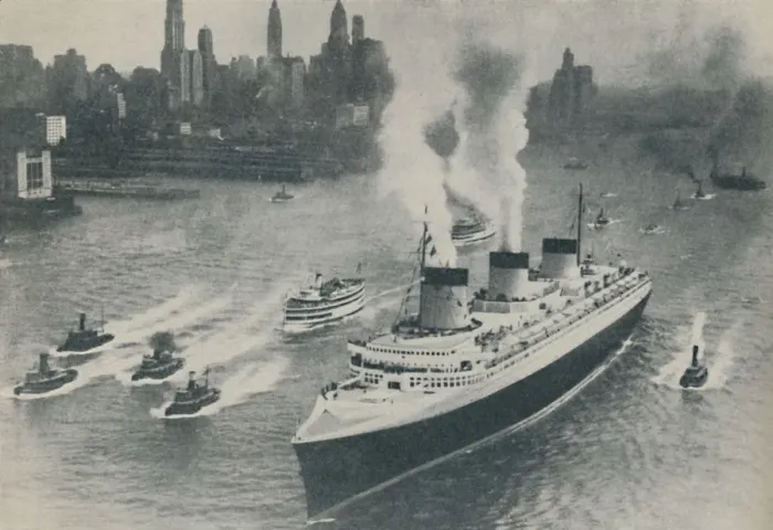 Framed Print : Arrival at New York of the Normandie, 1936 Framed Print : Arrival at New York of the Normandie, 1936