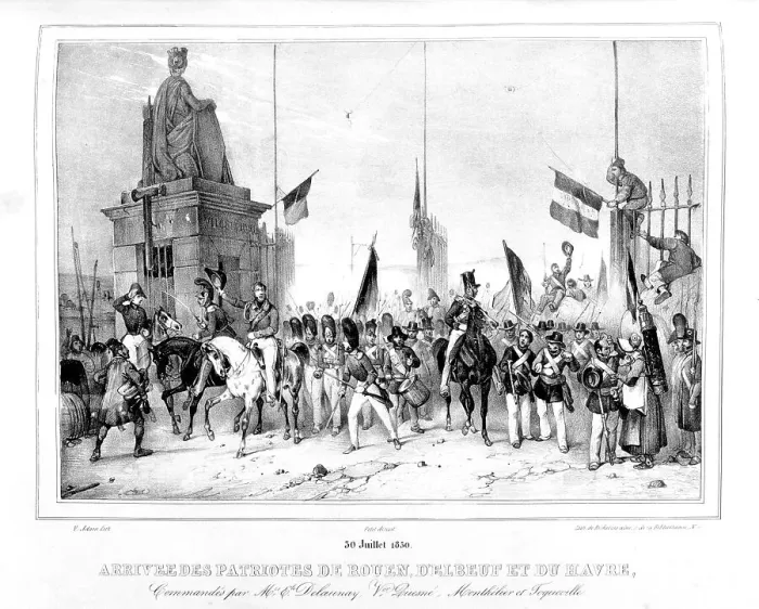 Framed Print : Arrival of the Patriots of Rouen, Elbeut and Le Havre, Paris, 30th July 1830 Framed Print : Arrival of the Patriots of Rouen, Elbeut and Le Havre, Paris, 30th July 1830