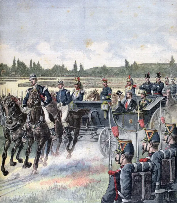 Framed Print : Arrival of the president of the republic, military review, 14th July 1891. Artist: Henri Meyer Framed Print : Arrival of the president of the republic, military review, 14th July 1891. Artist: Henri Meyer