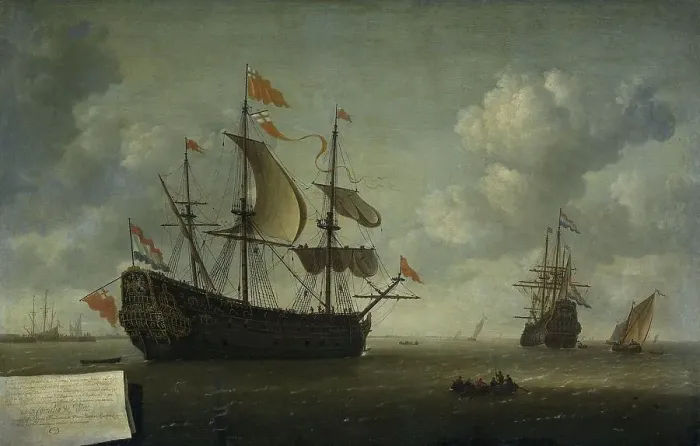 Framed Print : The Arrival of the Royal Charles, 1667. Creator: Jeronymus van Diest Framed Print : The Arrival of the Royal Charles, 1667. Creator: Jeronymus van Diest
