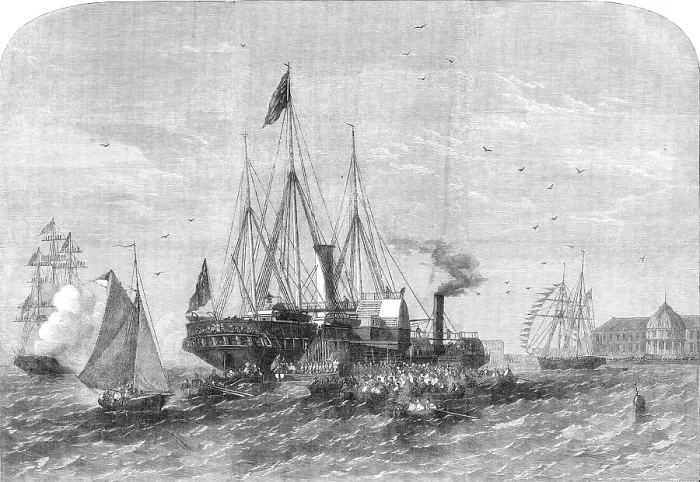 Framed Print : The Arrival of His Royal Highness the Prince of Wales at Alexandria, Egypt, 1862. Creator: Smyth Framed Print : The Arrival of His Royal Highness the Prince of Wales at Alexandria, Egypt, 1862. Creator: Smyth
