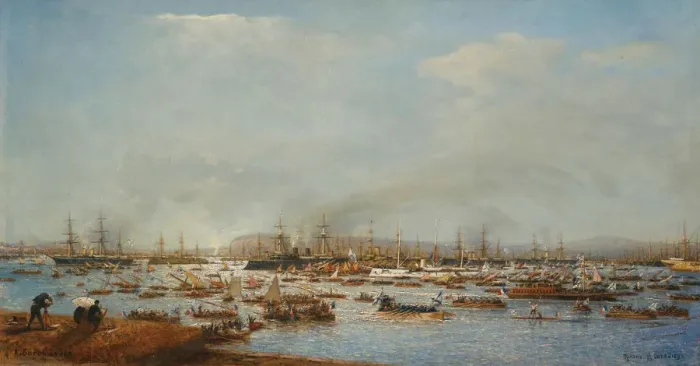 Framed Print : The Arrival Of The Russian Fleet Into Toulon Harbour, 1893 Framed Print : The Arrival Of The Russian Fleet Into Toulon Harbour, 1893