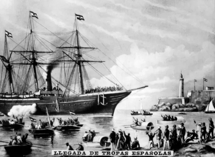 Framed Print : The Arrival of the Spanish Troops, (1860s), 1920s Framed Print : The Arrival of the Spanish Troops, (1860s), 1920s