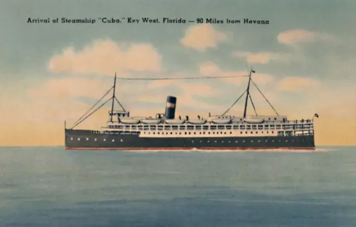 Framed Print : Arrival of Steamship Cuba. Key West, Florida - 90 Miles from Havana, c1940s Framed Print : Arrival of Steamship Cuba. Key West, Florida - 90 Miles from Havana, c1940s