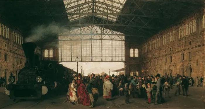 Framed Print : Arrival of a Train at Vienna Northwest Station, 1875. Artist: Karger, Karl (1848-1913) Framed Print : Arrival of a Train at Vienna Northwest Station, 1875. Artist: Karger, Karl (1848-1913)