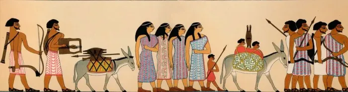 Framed Print : The Arrival of a Tribe of Semitic Nomads in Egypt, 1895 BC, (1903) Framed Print : The Arrival of a Tribe of Semitic Nomads in Egypt, 1895 BC, (1903)