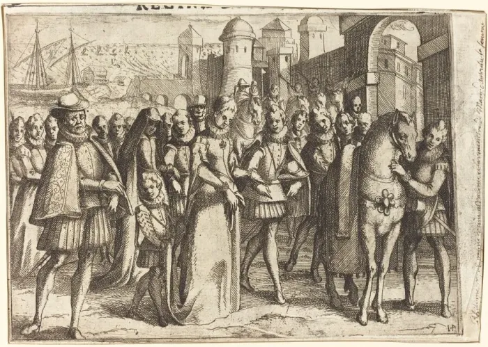 Framed Print : Arrival at Valencia [recto], 1612. Creator: Jacques Callot