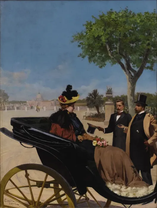 Framed Print : Arrival at the Villa Borghese, 1878. Creator: Cipolla, Fabio (1854-1914) Framed Print : Arrival at the Villa Borghese, 1878. Creator: Cipolla, Fabio (1854-1914)