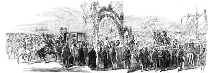 Framed Print : The arrival at Weedon Park Station, 1844. Creator: Unknown Framed Print : The arrival at Weedon Park Station, 1844. Creator: Unknown