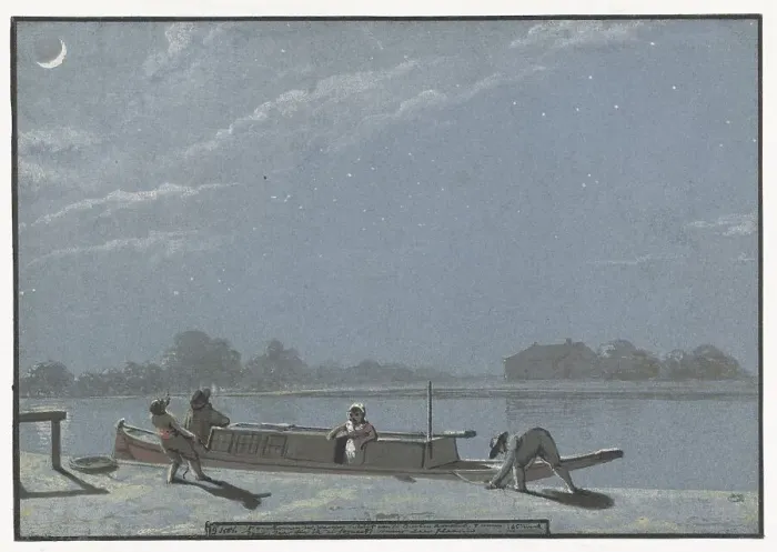 Framed Print : The arrival of the Weesper Schuit on the Buiten Amstel (Diary, November 19), 1805-1808. Creator: Christiaan Andriessen Framed Print : The arrival of the Weesper Schuit on the Buiten Amstel (Diary, November 19), 1805-1808. Creator: Christiaan Andriessen
