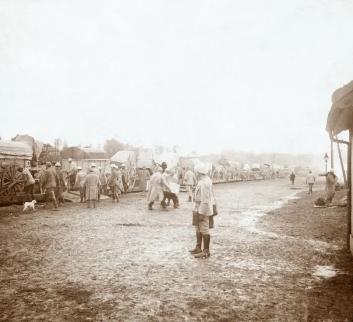 Framed Print : Arriving at Revigny, northern France, c1914-c1918 Framed Print : Arriving at Revigny, northern France, c1914-c1918