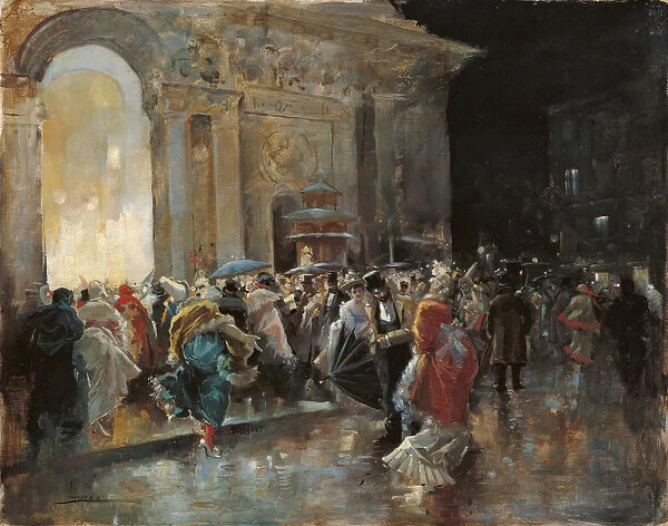 Arriving at the Theatre on a Night of a Masked Ball. Artist: Lucas Villaamil, Eugenio (1858-1919)