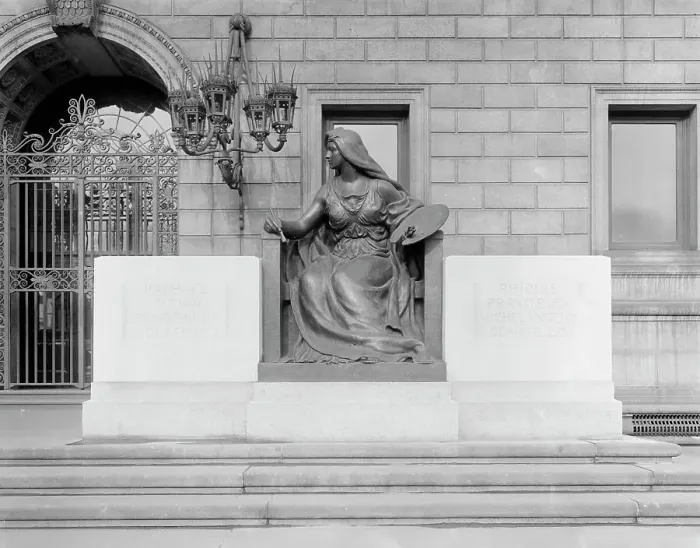 Framed Print : Art, Bela L. Pratt, Boston Public Library, c.between 1910 and 1920. Creator: Unknown Framed Print : Art, Bela L. Pratt, Boston Public Library, c.between 1910 and 1920. Creator: Unknown