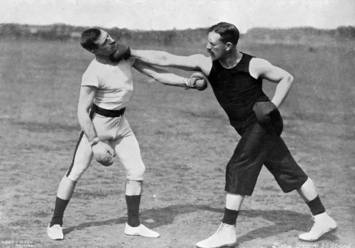 Framed Print : The art of boxing, the right under the chin, Aldershot, Hampshire, 1896. Artist: Gregory & Co Framed Print : The art of boxing, the right under the chin, Aldershot, Hampshire, 1896. Artist: Gregory & Co