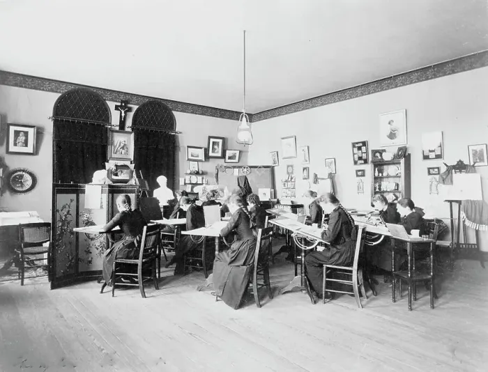 Framed Print : Art class in Georgetown Visitation Preparatory School, Washington, D.C. between 1890 and 1910. Creator: Frances Benjamin Johnston Framed Print : Art class in Georgetown Visitation Preparatory School, Washington, D.C. between 1890 and 1910. Creator: Frances Benjamin Johnston