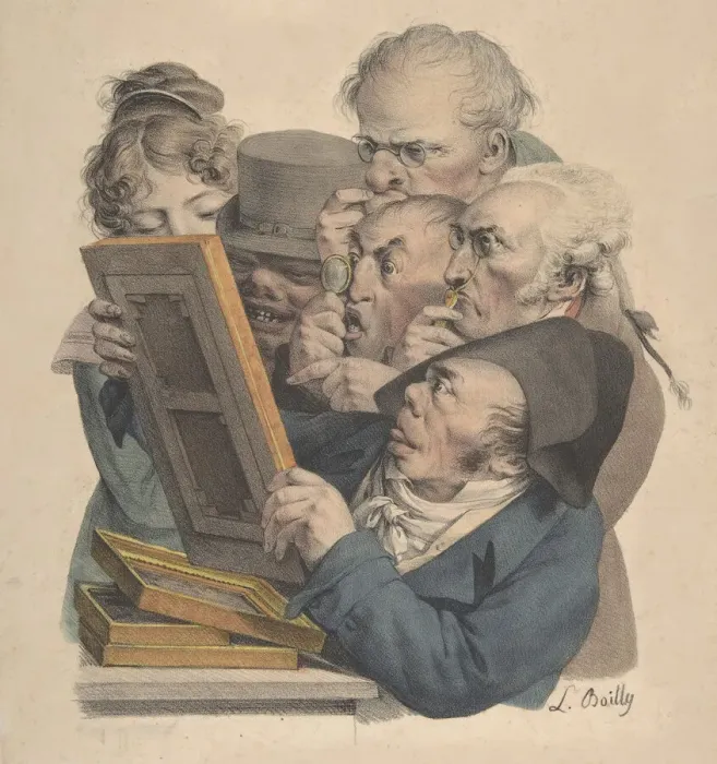 Framed Print : The Art Connoisseurs, 1823-28. Creator: Louis Leopold Boilly Framed Print : The Art Connoisseurs, 1823-28. Creator: Louis Leopold Boilly