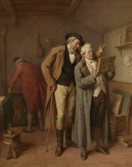 Framed Print : At the Art Dealer, 1873. Creator: Jean-Baptiste Madou Framed Print : At the Art Dealer, 1873. Creator: Jean-Baptiste Madou