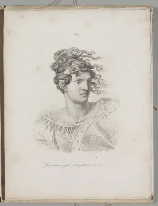 Framed Print : Art of the Lithograph: Head of an Amazon, Plate XIV, 1819. Creator: Alois Senefelder (German Framed Print : Art of the Lithograph: Head of an Amazon, Plate XIV, 1819. Creator: Alois Senefelder (German