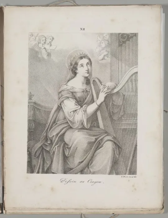 Framed Print : Art of the Lithograph: Saint Cecily, Plate XII, 1819. Creator: Alois Senefelder (German Framed Print : Art of the Lithograph: Saint Cecily, Plate XII, 1819. Creator: Alois Senefelder (German