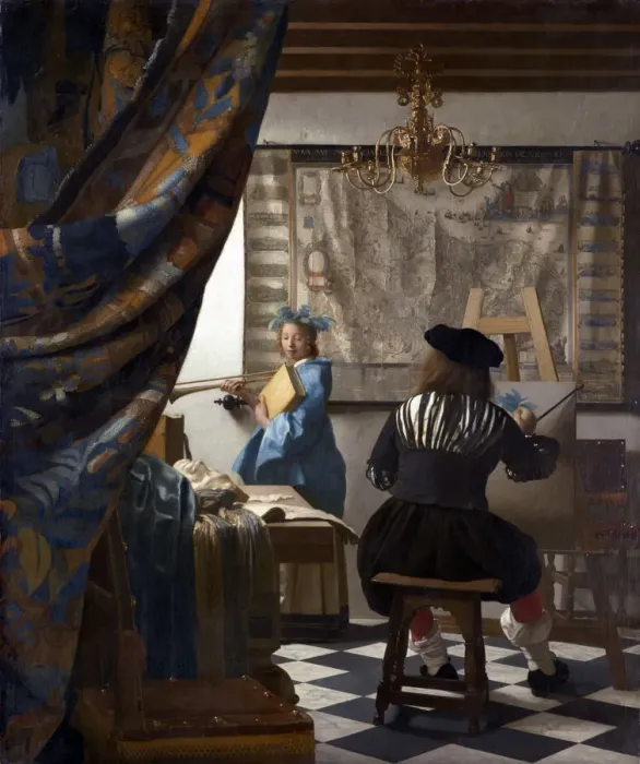 Framed Print : The Art of Painting (The Allegory of Painting), 1673. Artist: Vermeer, Jan (Johannes) (1632-1675) Framed Print : The Art of Painting (The Allegory of Painting), 1673. Artist: Vermeer, Jan (Johannes) (1632-1675)